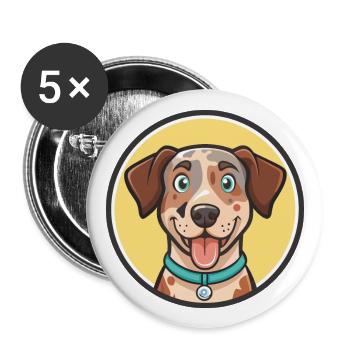 Catahoula Cur Dog Race Dessin animé Kawaii Clipart Animal de compagnie - Lot de 5 grands badges (56 mm) - blanc - Devant
