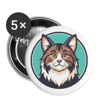 Kourilien Bobtail Chat Race Dessin animé Kawaii Animal - Lot de 5 grands badges (56 mm) - blanc - Devant