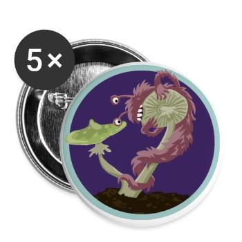 Pilzmonster - Buttons groß 56 mm (5er Pack) - Weiß - Vorne