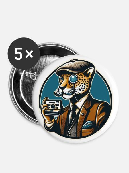 PAPI JAGUAR - Buttons groß 56 mm (5er Pack) - Weiß