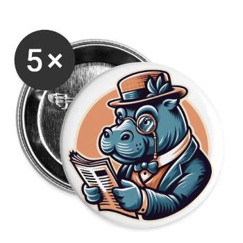 PAPI NILPFERD - Buttons groß 56 mm (5er Pack) - Weiß - Vorne