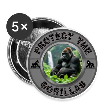 Protect the Gorillas - Buttons large 2.2''/56 mm (5-pack) - white - Front