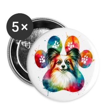 Papillon Art 3 - Buttons groß 56 mm (5er Pack) - Weiß - Vorne