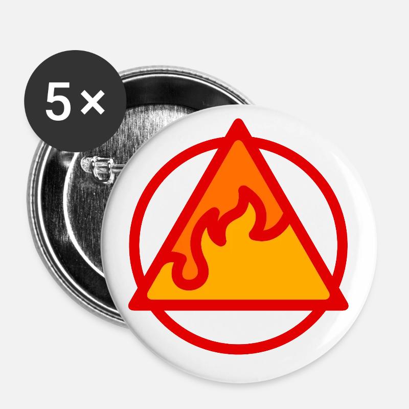 FEUER-ELEMENT - Buttons groß 56 mm (5er Pack) - Weiß