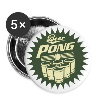 BEER PONG OLDSCHOOL 60s 6 CUP - Buttons groß 56 mm (5er Pack) - Weiß - Vorne
