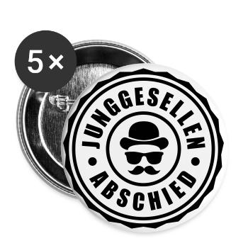 Junggesellenabschied - JGA - Buttons groß 56 mm (5er Pack) - Weiß - Vorne