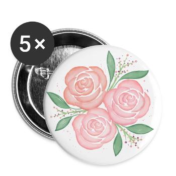 Rosenzauber - Buttons groß 56 mm (5er Pack) - Weiß - Vorne