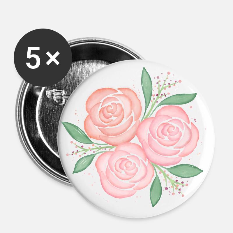 Rose magic - Buttons large 2.2''/56 mm (5-pack) - white