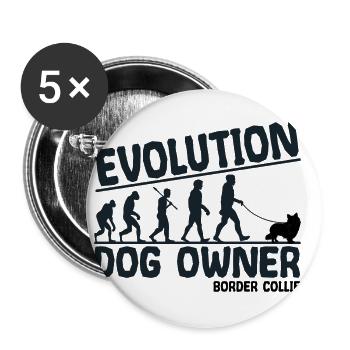 Border Collie Dog Owners Evolution Funny - Buttons large 2.2''/56 mm (5-pack) - white - Front