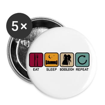 Bobsleigh Bobsleigh Eat Sleep Saying Retro Funny - Buttons large 2.2''/56 mm (5-pack) - white - Front