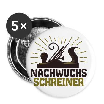 Schreiner Tischler Nachwuchs Hobel für Kinder - Buttons groß 56 mm (5er Pack) - Weiß - Vorne