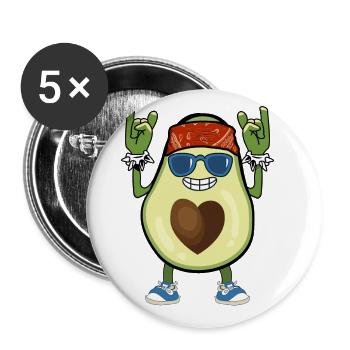 Avocado Rock Roll Hippie Metal Hand Lustig - Buttons groß 56 mm (5er Pack) - Weiß - Vorne