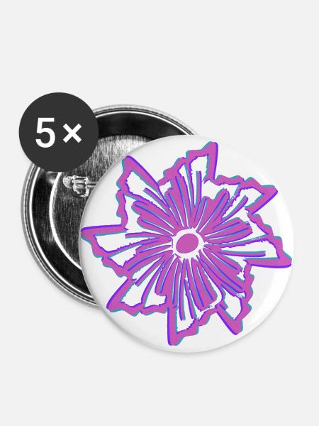 Blüte - Buttons groß 56 mm (5er Pack) - Weiß