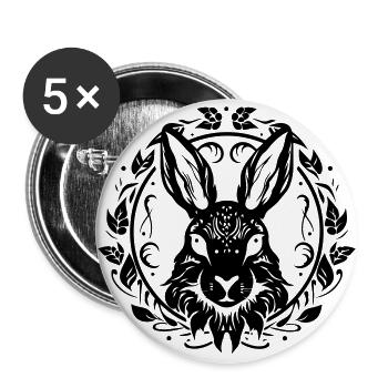 lièvre - Lot de 5 grands badges (56 mm) - blanc - Devant