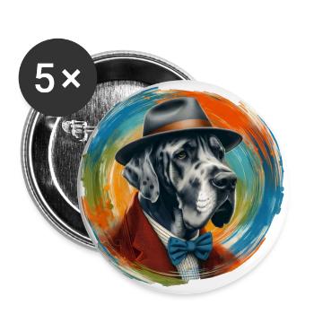 Art du Dogue Allemand - Lot de 5 grands badges (56 mm) - blanc - Devant