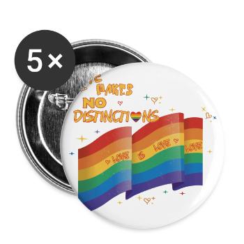 Love makes no destinctions LGBTQIA+ Pride - Buttons large 2.2''/56 mm (5-pack) - white - Front