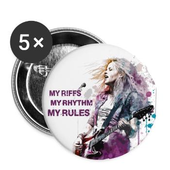 Girls rock music - Buttons groß 56 mm (5er Pack) - Weiß - Vorne