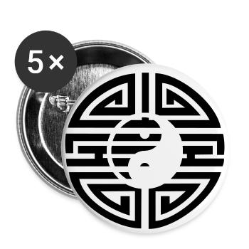 YIN & YANG - Tattoo 05 - Lot de 5 grands badges (56 mm) - blanc - Devant