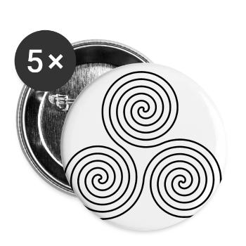 Celtic Culture Triple Spiral Triskele Symbole 1 - Lot de 5 grands badges (56 mm) - blanc - Devant