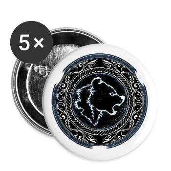 Viking Berserker Bear - Buttons large 2.2''/56 mm (5-pack) - white - Front