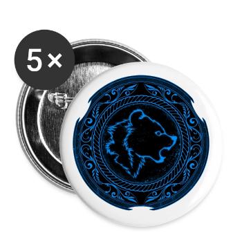Viking Berserker Bear - Buttons large 2.2''/56 mm (5-pack) - white - Front