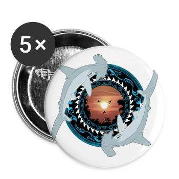 Hammerhead Shark Hawaiian - Buttons large 2.2''/56 mm (5-pack) - white - Front