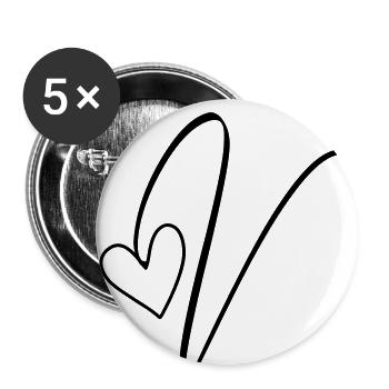 Letter V letter V Calligraphy - Buttons large 2.2''/56 mm (5-pack) - white - Front