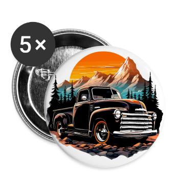 Chevy LKW - Buttons groß 56 mm (5er Pack) - Weiß - Vorne