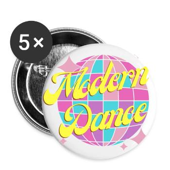 Buntes Modern Dance design für Kinder und Teenies - Buttons groß 56 mm (5er Pack) - Weiß - Vorne