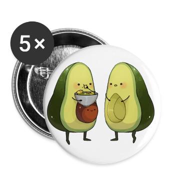 Süße Avocado essen Guacamole - Buttons groß 56 mm (5er Pack) - Weiß - Vorne