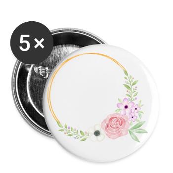 Flower wreath. watercolour. Super customizable. - Buttons large 2.2''/56 mm (5-pack) - white - Front