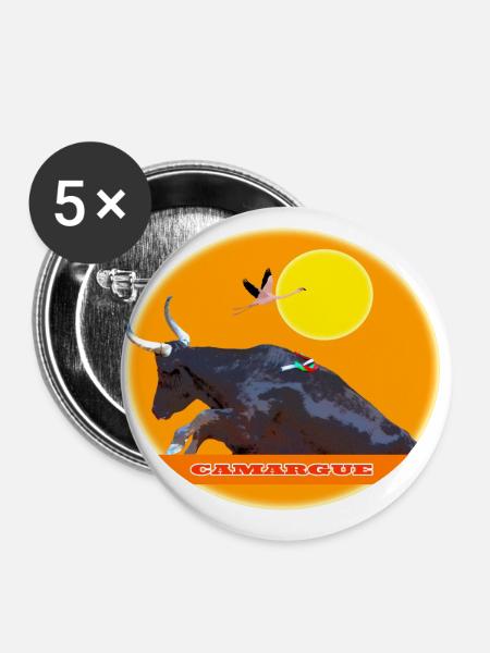 Camargue bull jumps the barrier - Buttons large 2.2''/56 mm (5-pack) - white