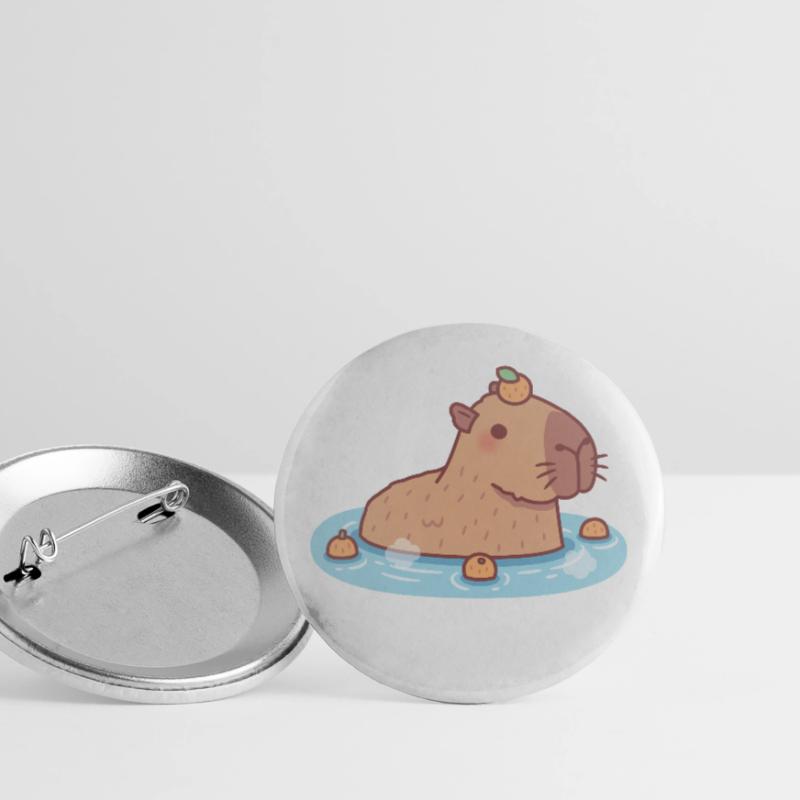 Mignon Capybara Chilling Dans la source chaude Lot de 5 grands badges (56 mm)