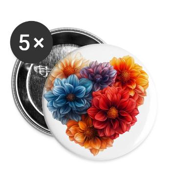 Heart of Dahlias - Buttons large 2.2''/56 mm (5-pack) - white - Front