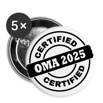 Oma 2025 - Buttons groß 56 mm (5er Pack) - Weiß - Vorne