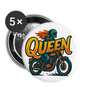 Biker Queen - Buttons groß 56 mm (5er Pack) - Weiß - Vorne