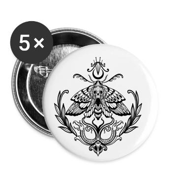 Butterfly with Wicca symbol and decorations - Buttons large 2.2''/56 mm (5-pack) - white - Front