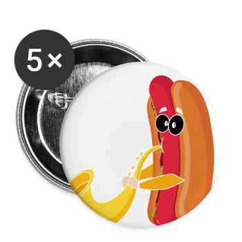 Saxophonist Saxophone Wurst Music Musician - Buttons large 2.2''/56 mm (5-pack) - white - Front