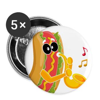 Saxophonist Saxophone Wurst Music Musician - Buttons large 2.2''/56 mm (5-pack) - white - Front