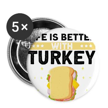 Food Love Sandwich Baguette Ketchup - Buttons large 2.2''/56 mm (5-pack) - white - Front