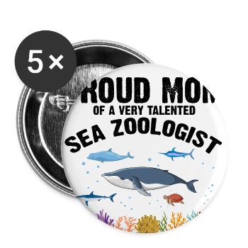 Fière Maman Océan Zooologiste Zooologie Mer - Lot de 5 grands badges (56 mm) - blanc - Devant