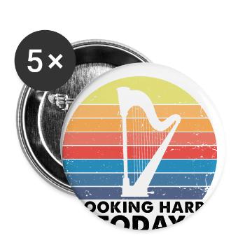 Conception de harpe pour harpistes et harpistes - Lot de 5 grands badges (56 mm) - blanc - Devant