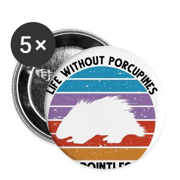 Stachelschwein Designs für Igel Stachelschwein Fan - Buttons groß 56 mm (5er Pack) - Weiß - Vorne