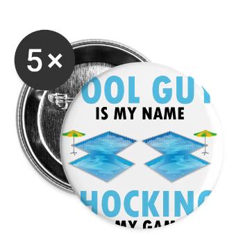 Bademeister Designs für Pooltechniker - Buttons groß 56 mm (5er Pack) - Weiß - Vorne