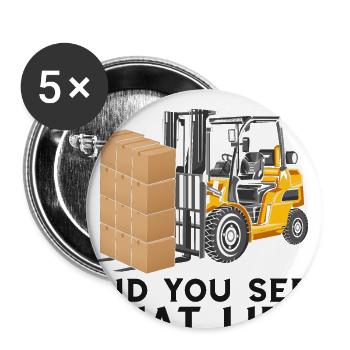 Lagerhausfahrer und Lagerarbeiter für Stapler - Buttons groß 56 mm (5er Pack) - Weiß - Vorne