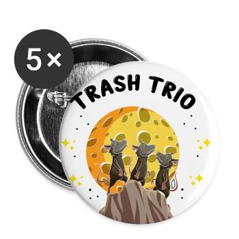 Sariga Design für Opossum und Waschbär - Buttons groß 56 mm (5er Pack) - Weiß - Vorne