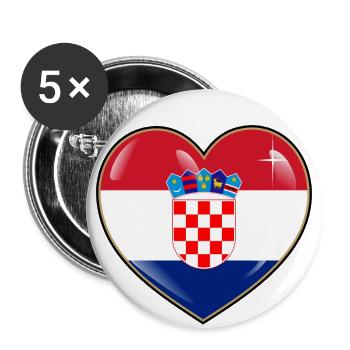 Croatia heart flag - Buttons large 2.2''/56 mm (5-pack) - white - Front