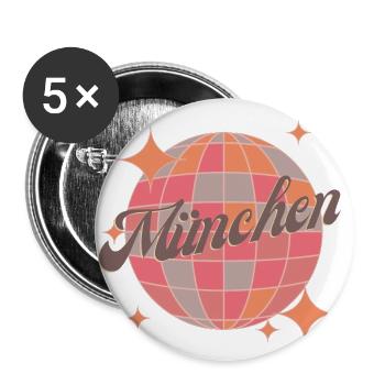 Munich City Retro Vintage pink party city - Buttons large 2.2''/56 mm (5-pack) - white - Front