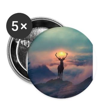 Sun deer - Buttons large 2.2''/56 mm (5-pack) - white - Front