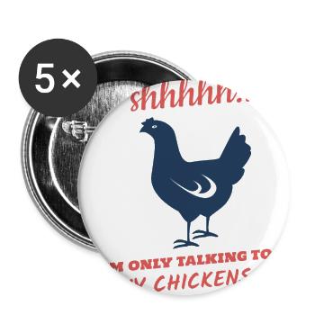 Poulet poulet poulailler poulailler poule - Lot de 5 grands badges (56 mm) - blanc - Devant